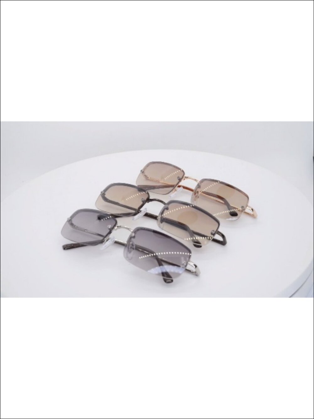 Minimalist Small Rectangular Sunglasses Clear Lens UV400 Spring Hinge - Picture 6 of 6